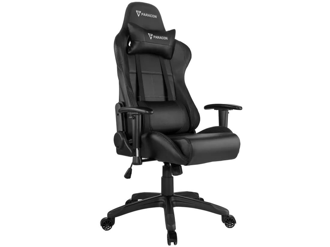 Paracon Rogue Fauteuil de gamer avec oreiller cervical et soutien lombaire, noir.