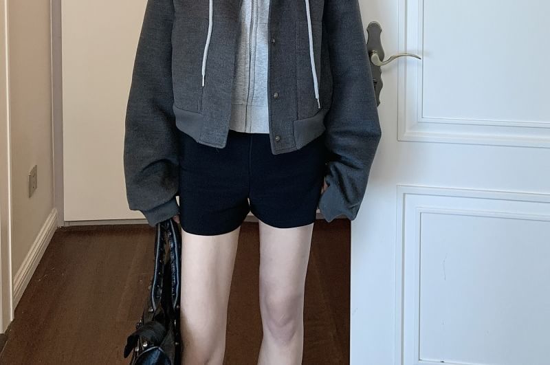 Ashlee - Effen honkbaljack met knoopsluiting / hoodie met rits