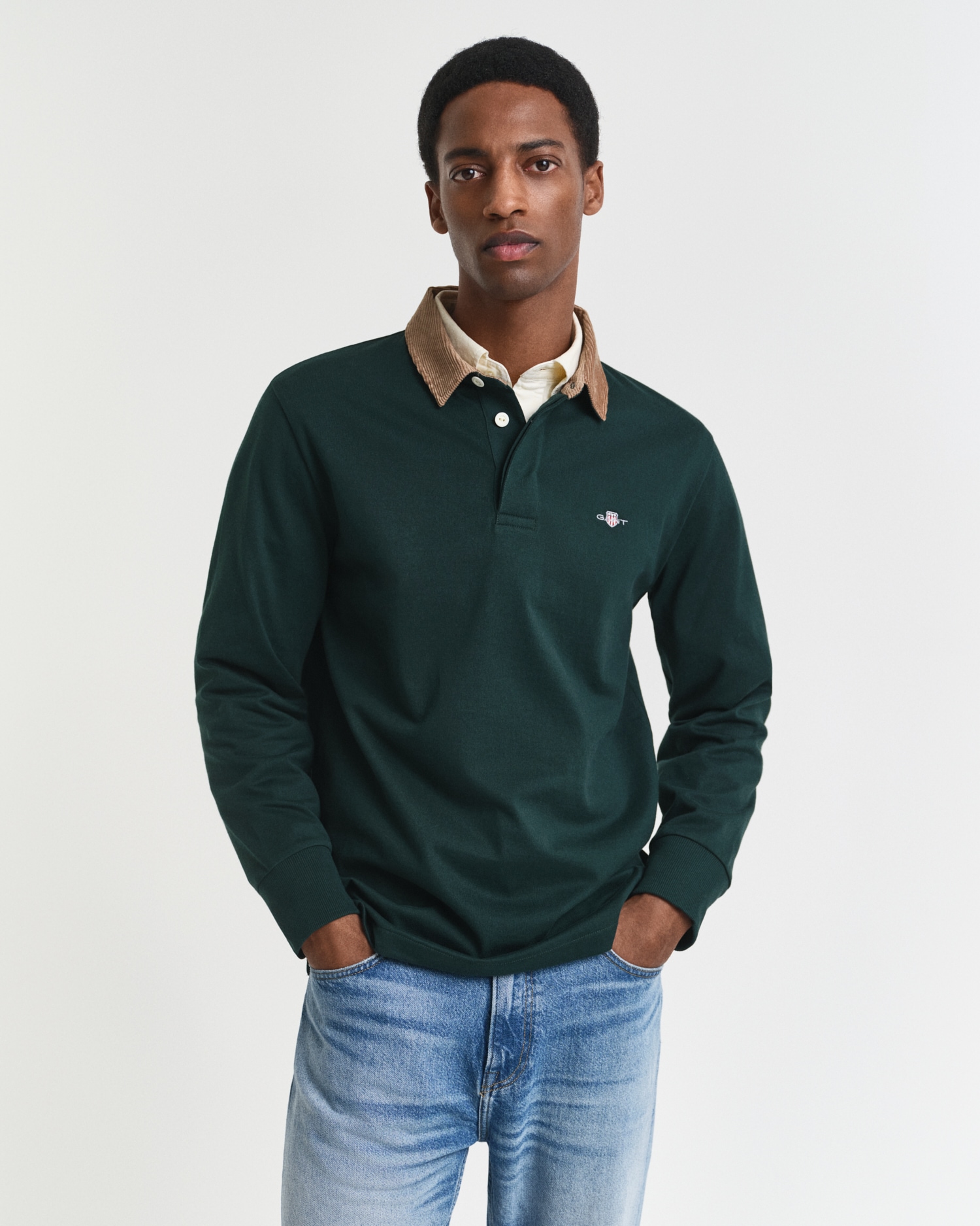 Gant Langarm-Poloshirt »CORD COLLAR HEAVY RUGGER«, Cordkragen, regular fit, seitliche Saumschlitze