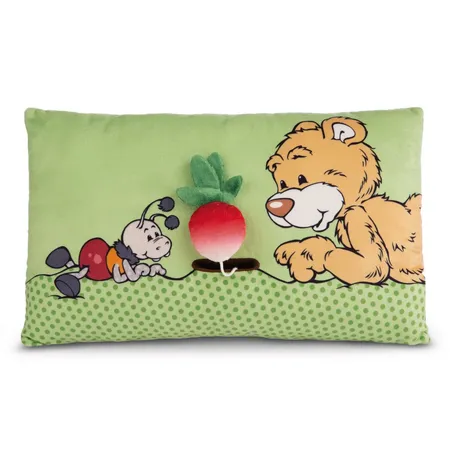 NICI Kissen Bär Mielo mit 2-D Radieschen 43x25cm GREEN