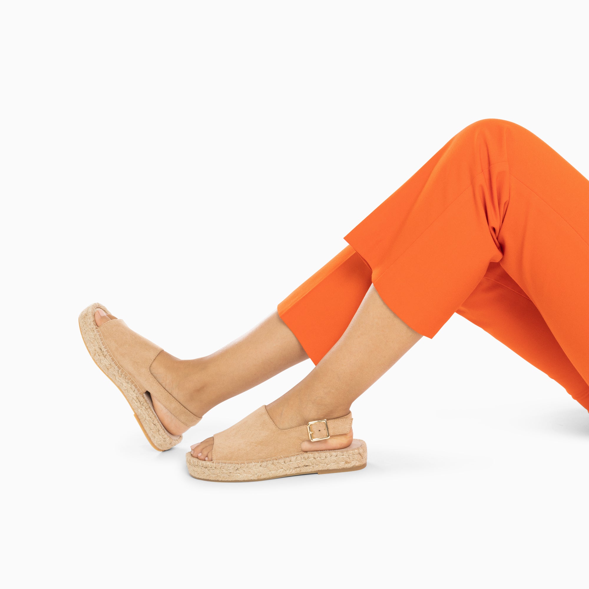 Sandales plates-Sandales Marjolaine beiges à semelle espadrille
