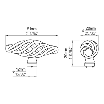 Knop Claire zwart 51mm