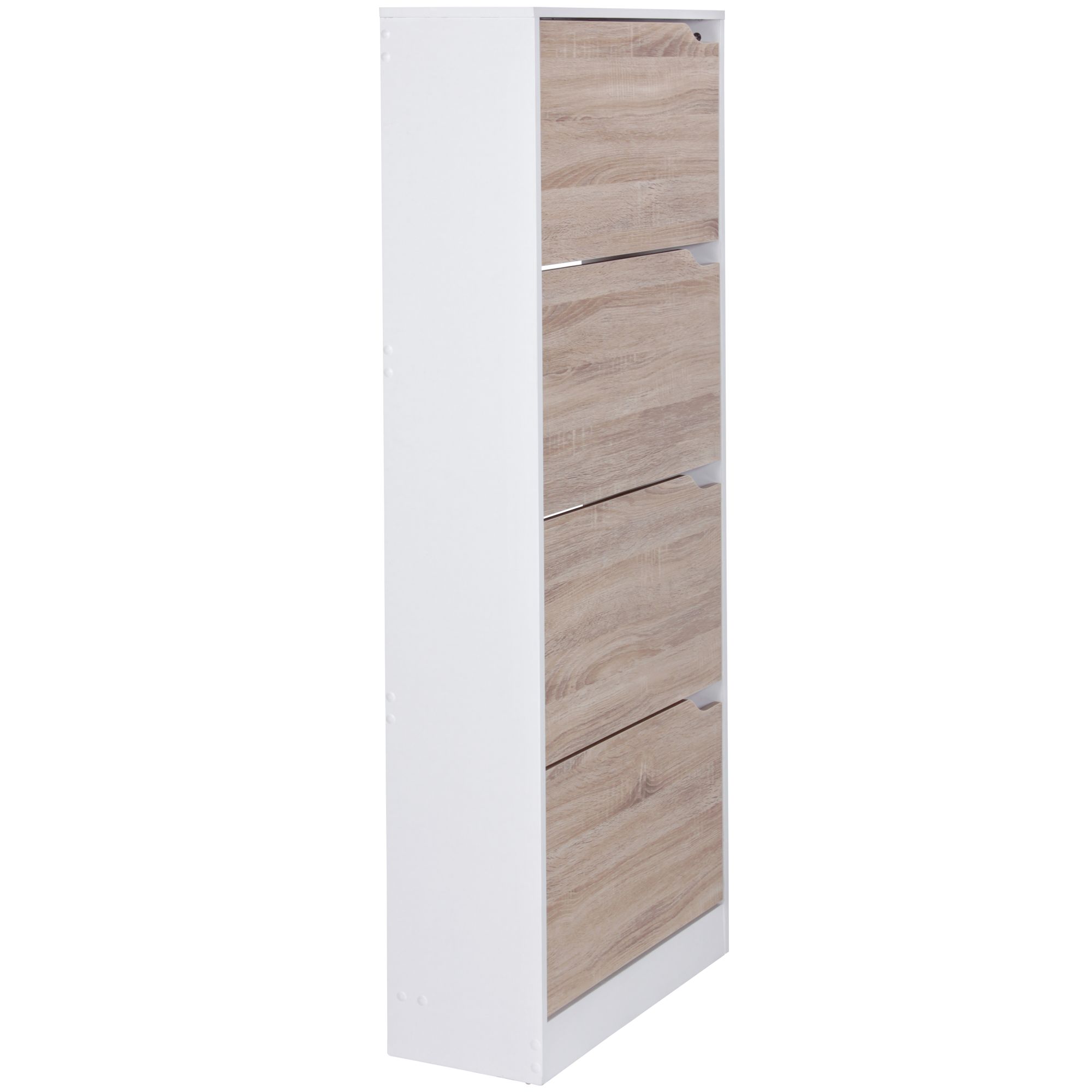 KADIMA DESIGN Schuhschrank 4 Fächer - 24 Paar Schuhe, Weiß und Sonoma Eiche, Robuste Spanplatte, KADIMA DESIGN