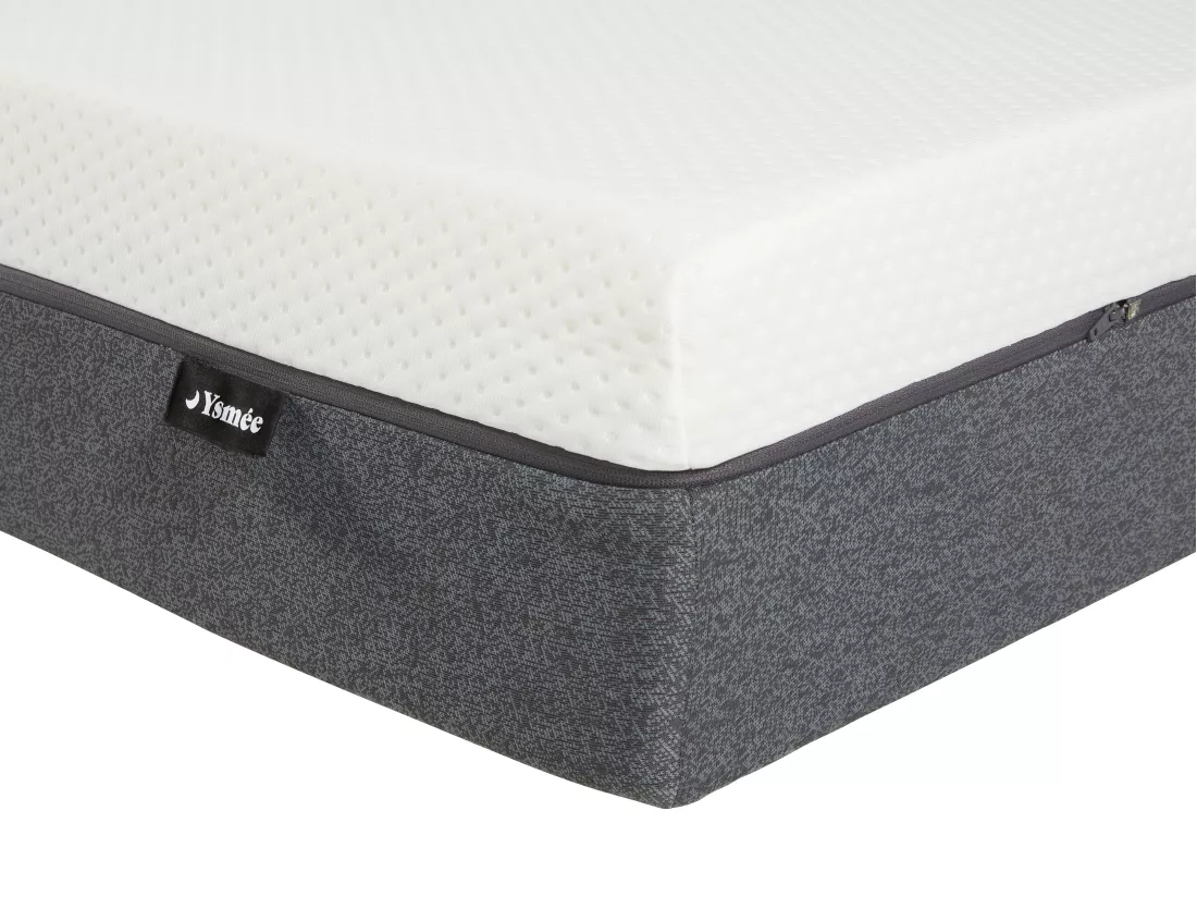 Ensemble 160 x 200 cm sommier coffre blanc + matelas mousse HD 7 zones et accueil mémoire de forme déhoussable ép.20cm - KELIH de YSMÉE