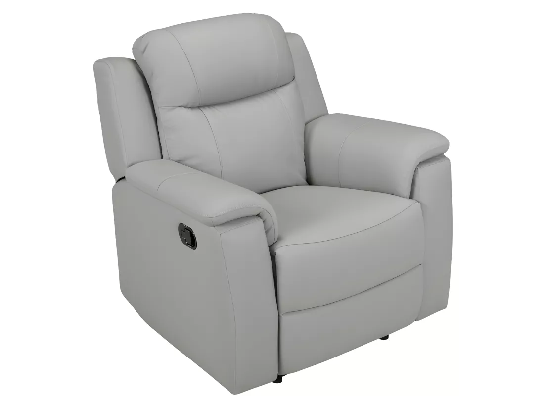 Canapé 3 places et un fauteuil relax EVASION en cuir - Gris clair
