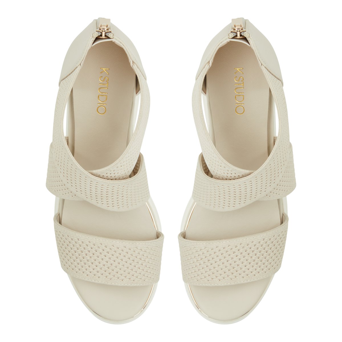 K STUDIO-Thoitlan-Sandales à lanières - Talon compensé - Beige