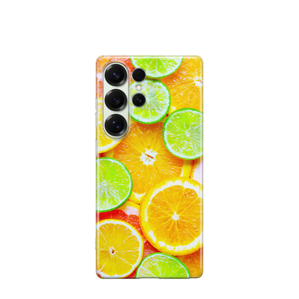 Samsung Galaxy S25 Ultra Gummi Hülle Sommerfrüchte - Orange