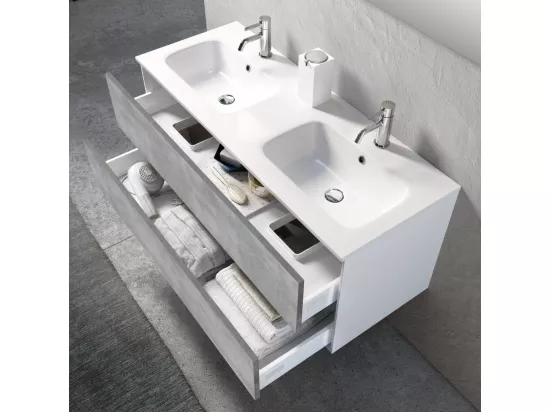 Ensemble de salle de bain double vasque 5 pièces IGEA ciment
