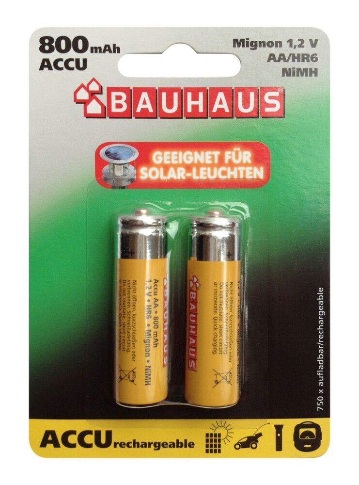 BATTERI AA/HR6 TIL SOLARLAMP 800MAH 1,2V LADBAR 2 STK