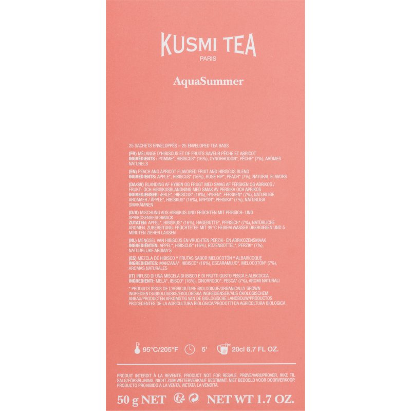 Infusion  AquaSummer Bio Kusmi Tea - Boîte de 25 sachets