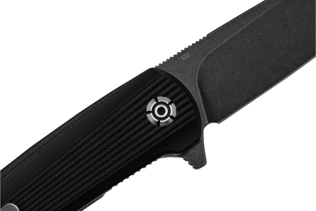 QSP Knife Phoenix QS108-C2, Blackwashed D2, Black G10, zakmes