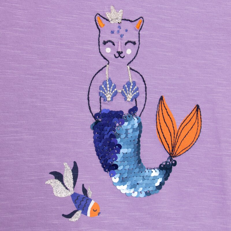 T-shirt fille sirène-chat violet Catimini Mauve Violet