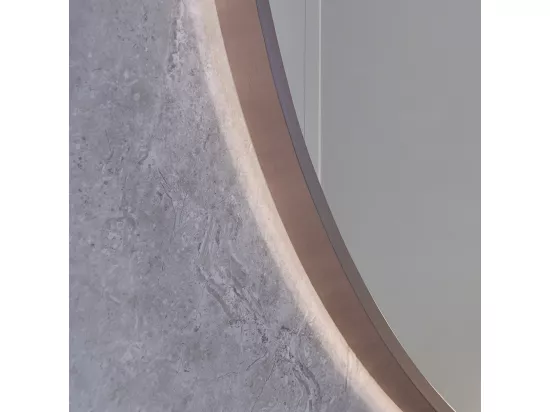 Miroir salle de bain LED rond 60cm anti buée avec cadre cuivré LB-4647RG