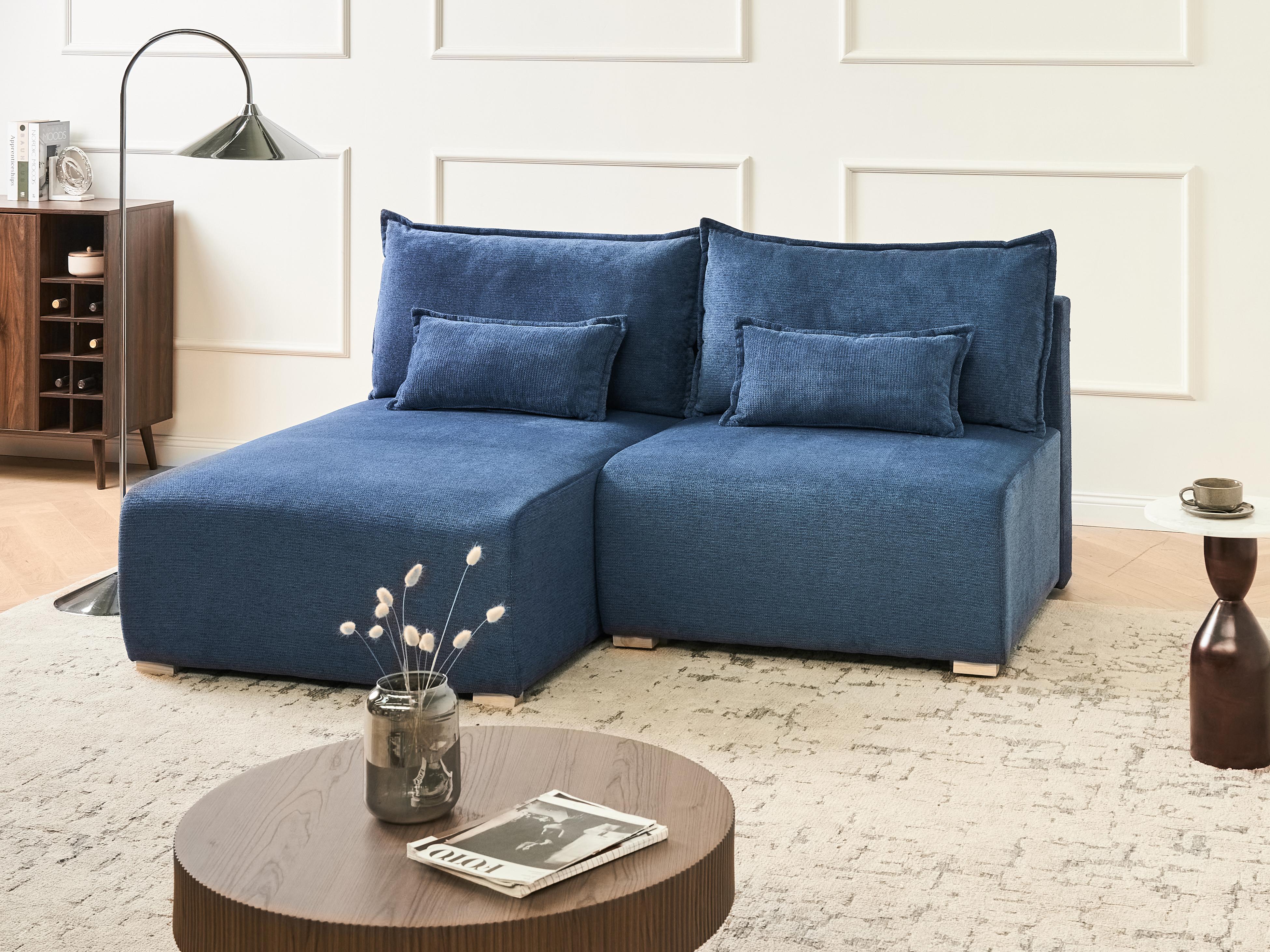 Modulaire hoekbank NERBO Stof Blauw rechtszijdig