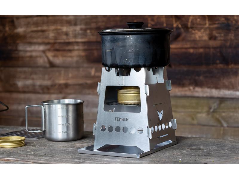 Fennek Grill Campingkocher Hobo Basic, Edelstahl Multifunktionaler Kocher und Grill