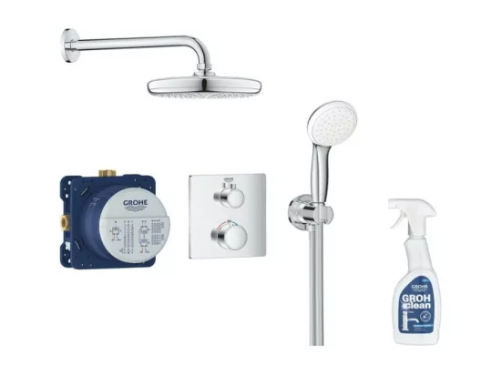 GROHE Ensemble douche encastrable Grohtherm Tempesta 210 avec nettoyant robinetterie GrohClean