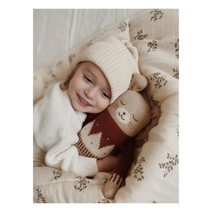 Main Sauvage Grand doudou lapin pull jacquard  | Sienne