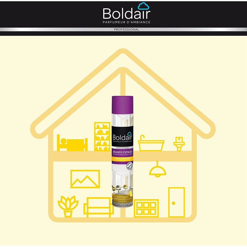 Désodorisant Boldair buse surpuissante zeste de citron - Aérosol 750 ml