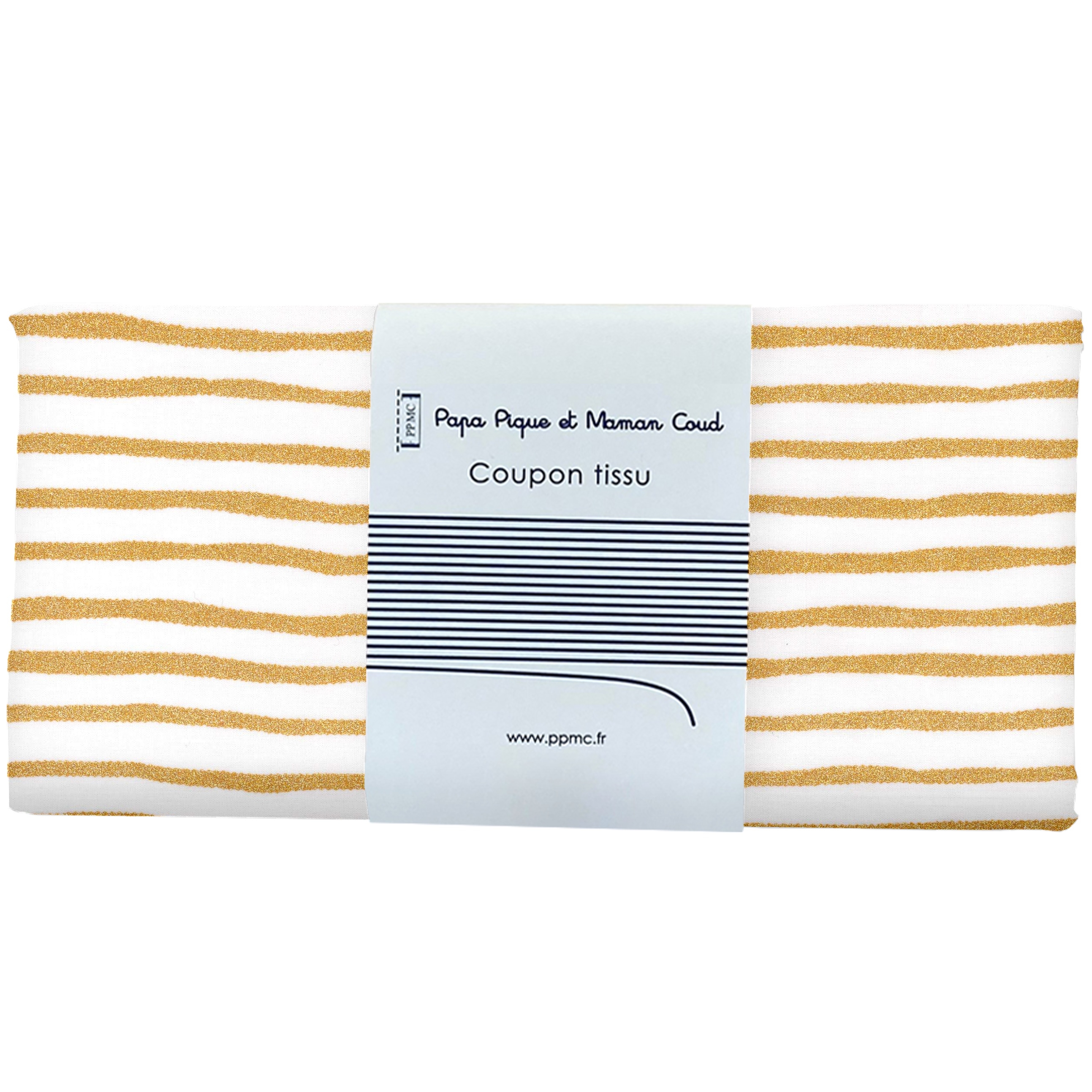 Coupon Tissu 50 Cm Rayé Or Blanc