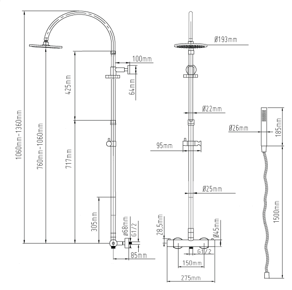 Sento Bow RVS thermostaat regendouche SD112