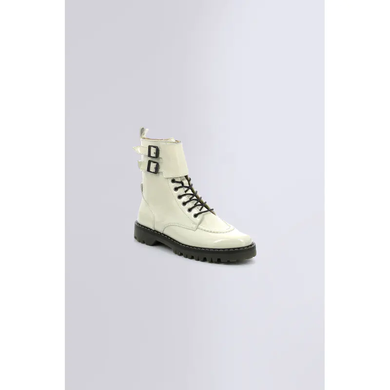 DECKRANGER BLANC CASSE VERNIS BOTTINES Cuir Femme