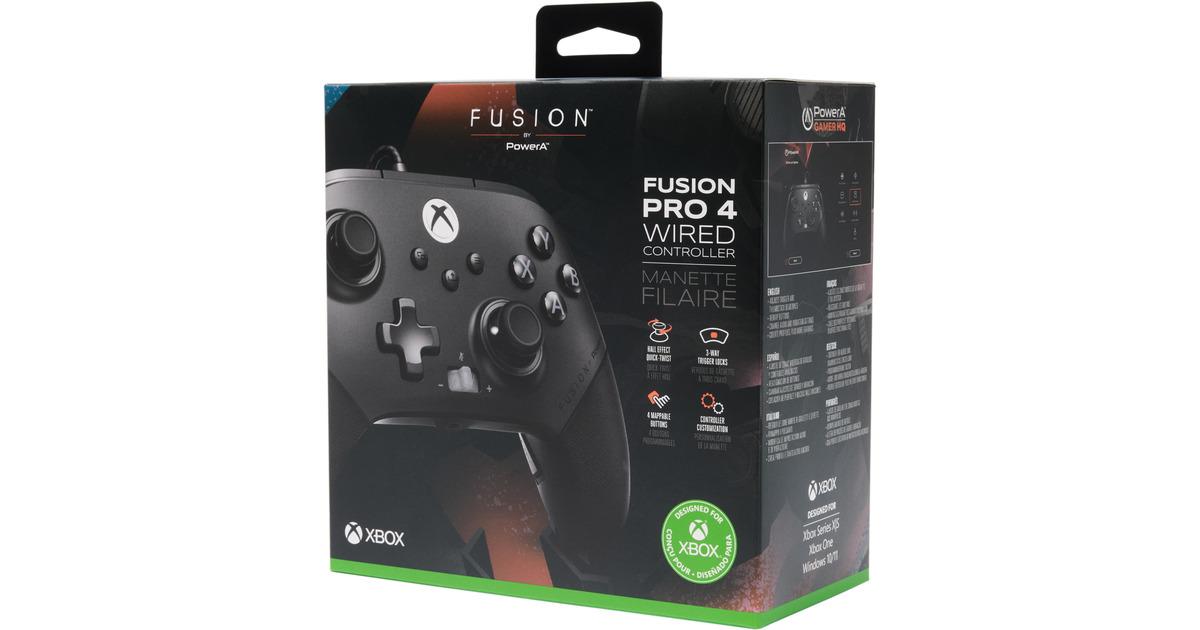 PowerAXbox Wired Controller FusionPro 4  (Zwart, Xbox Series X|S, Xbox One, Windows)