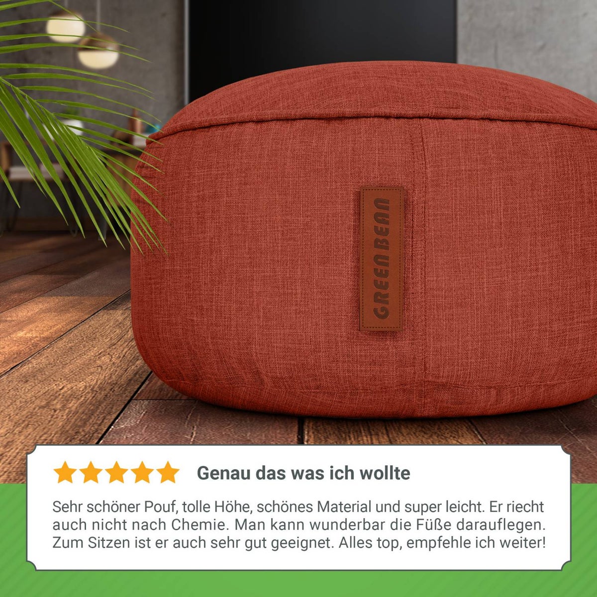 Groene Bonen Zitzak Kruk 45x25cm met EPS-korrelvulling - Voetenbank Voetkussen Zitpoef voor Zitzakken - Vloerkussen voor Kinderen en Volwassenen - Voetsteun Zitkussen Zitkruk Rood
