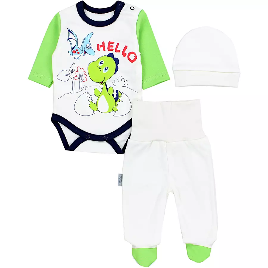 TupTam Baby Bekleidungsset Langarmbody Hose Mütze3 teilig grün