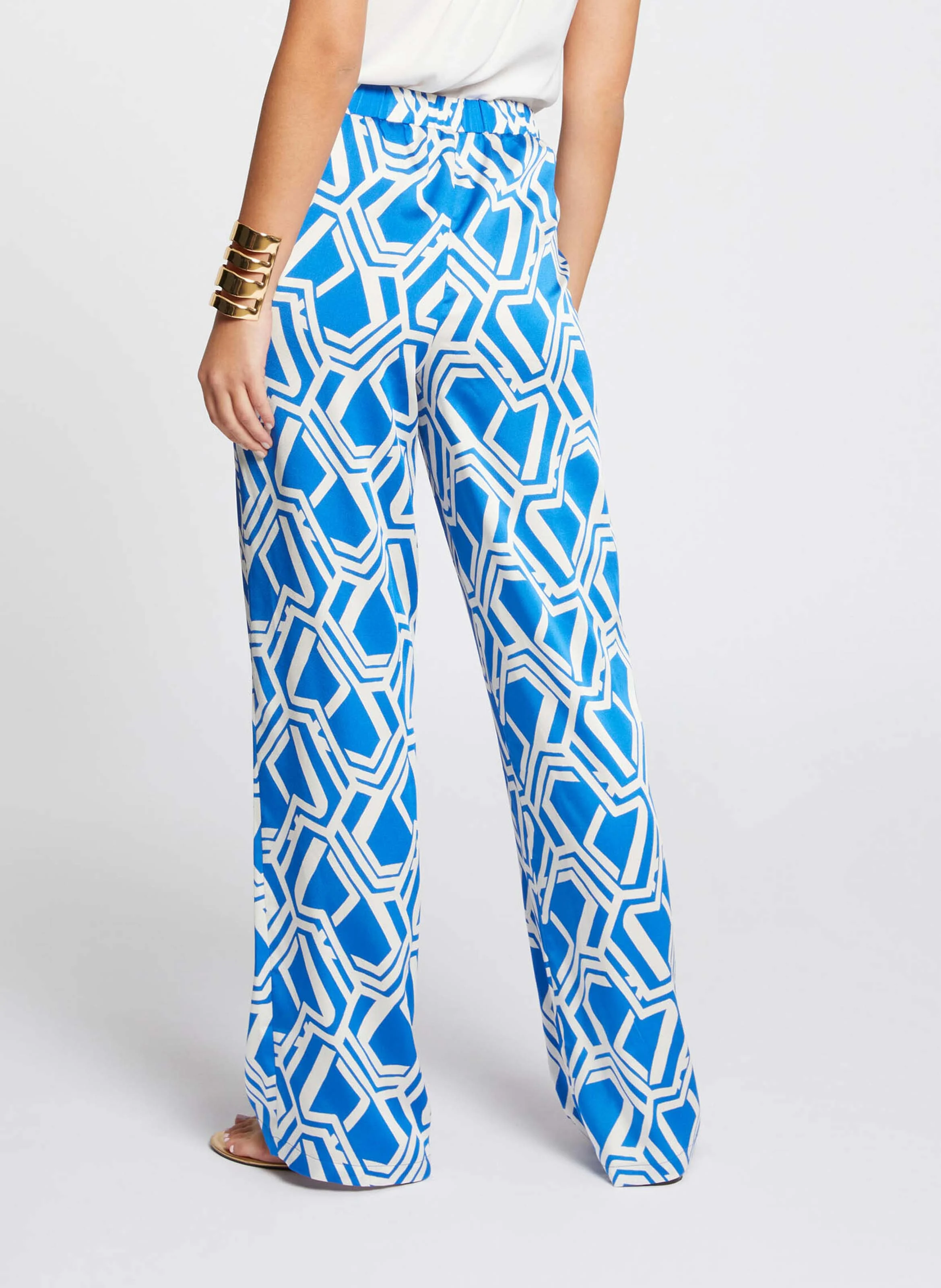 PBLUE - Pantalon large imprimé satiné | Multicolore