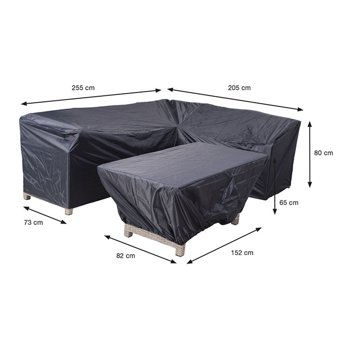 Garden Impressions 255/205 x 73 x 80 en 152 x 82 x 65 cm lounge dining hoes