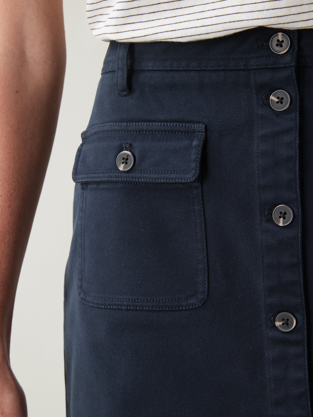 Jupe courte boutonnée femme coton stretch