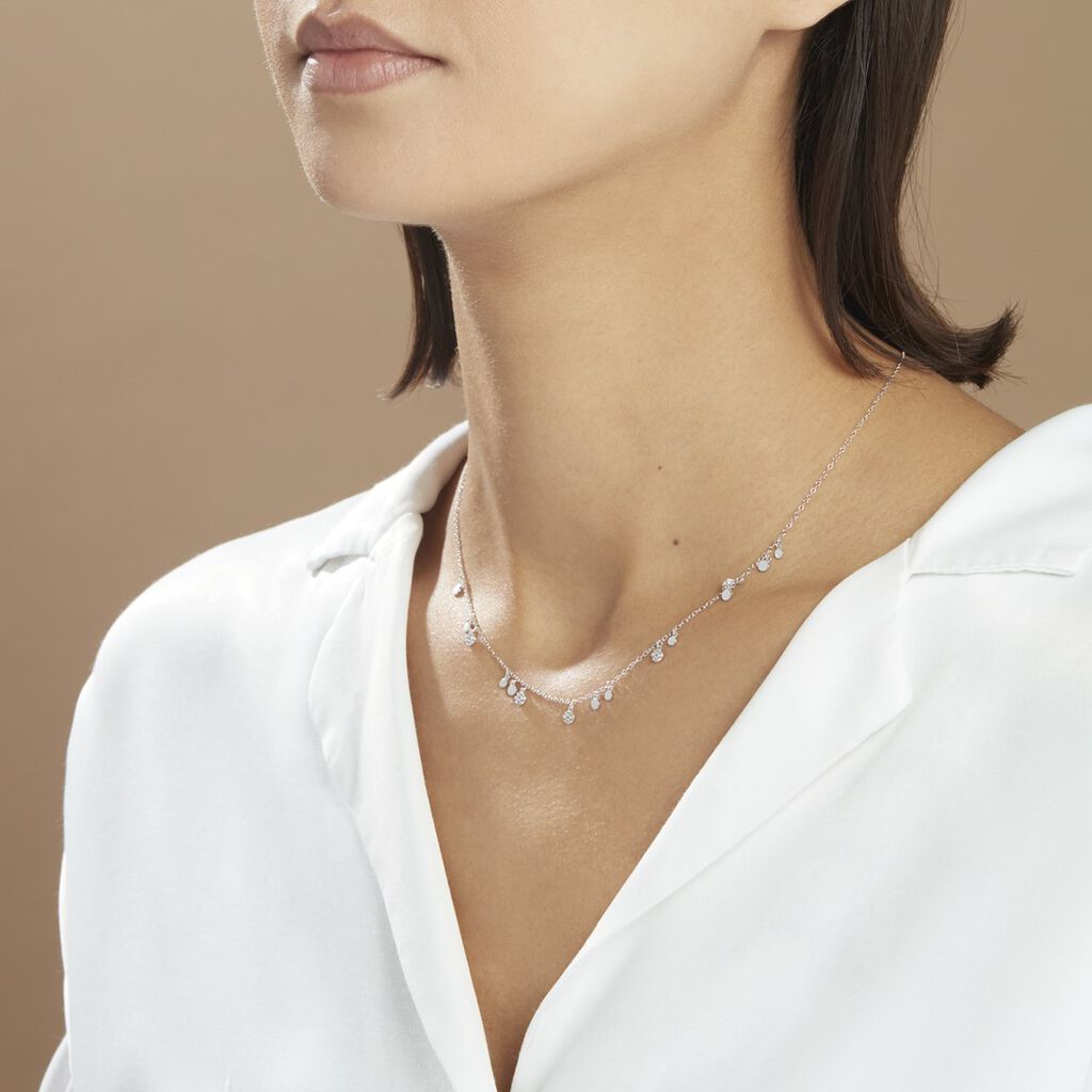 Collier Fares Argent Blanc Oxyde De Zirconium