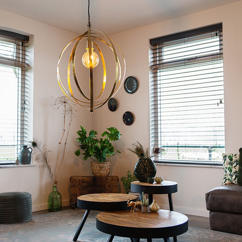 Vintage hanglamp messing draaibaar - Rings