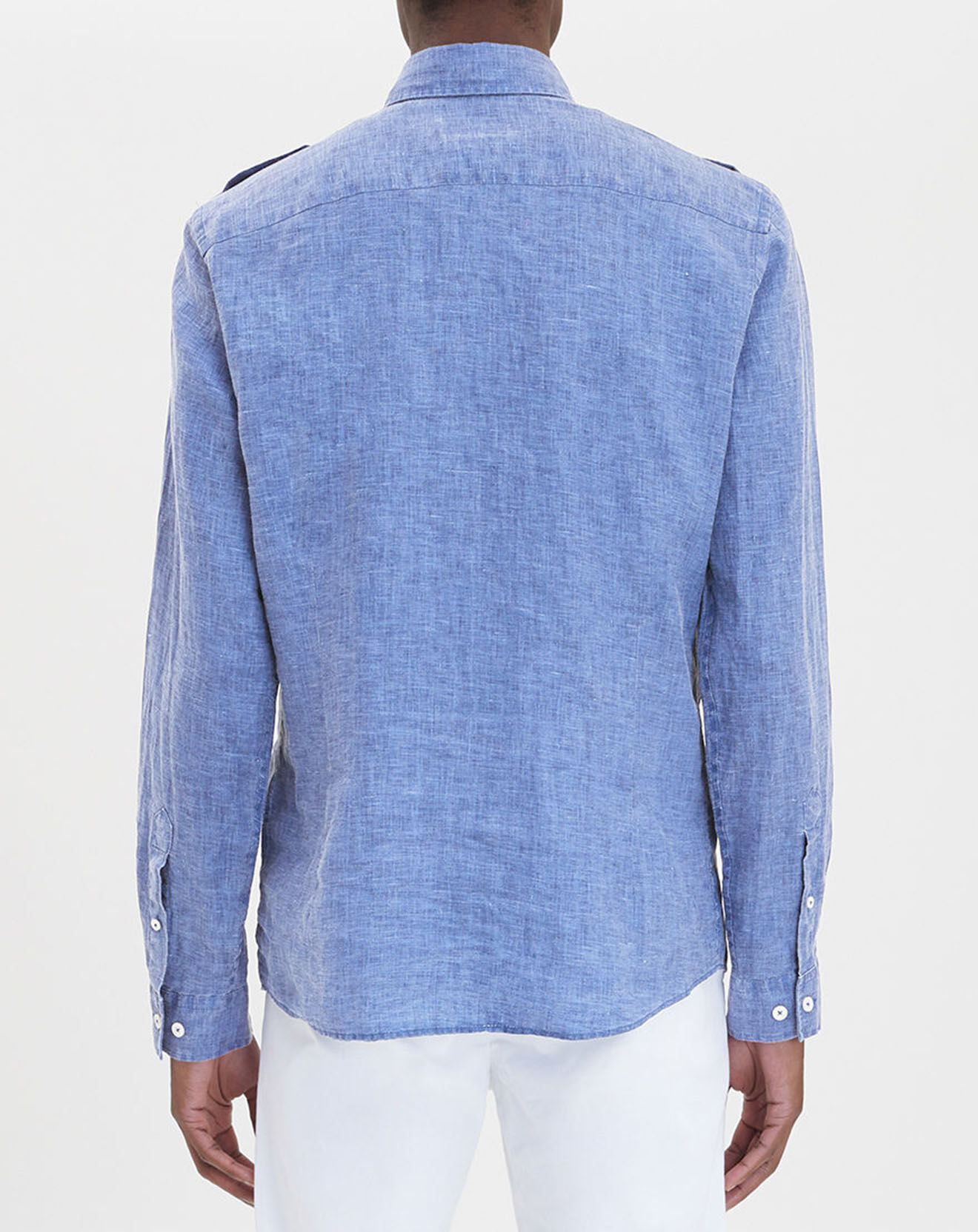 Hackett London Chemise en Lin double poche bleu moyen