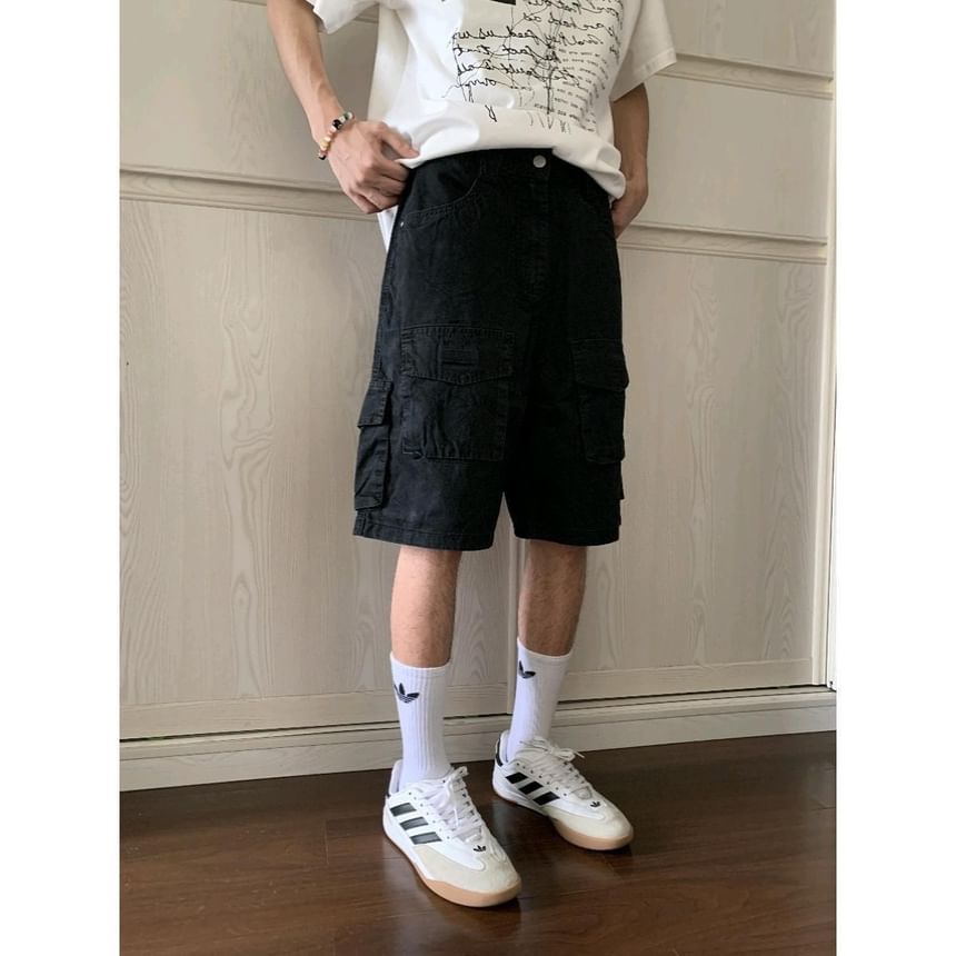 Nightbell - Mid Rise Plain Cargo Shorts