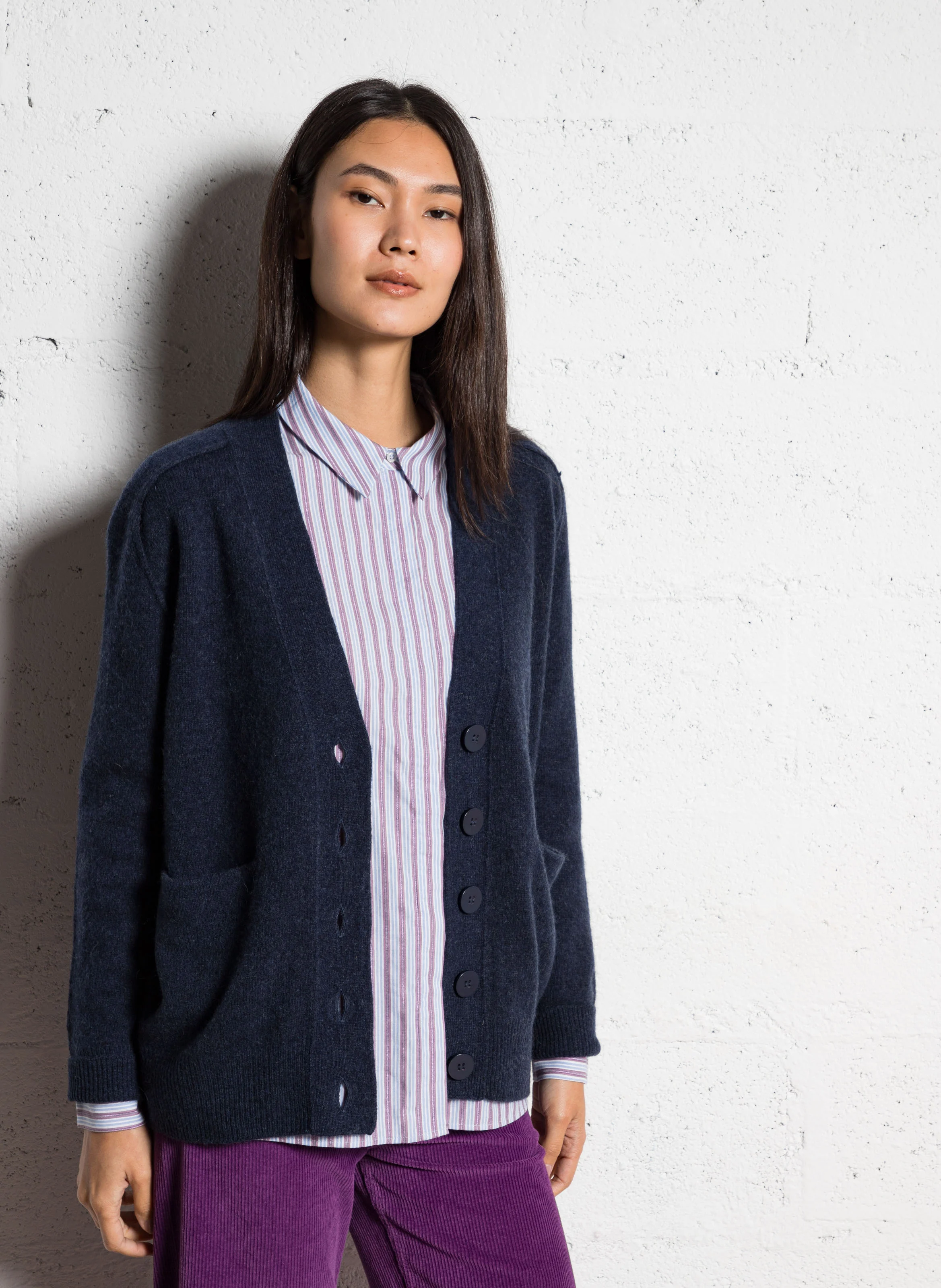 CESAR - Gilet ample en laine | Bleu