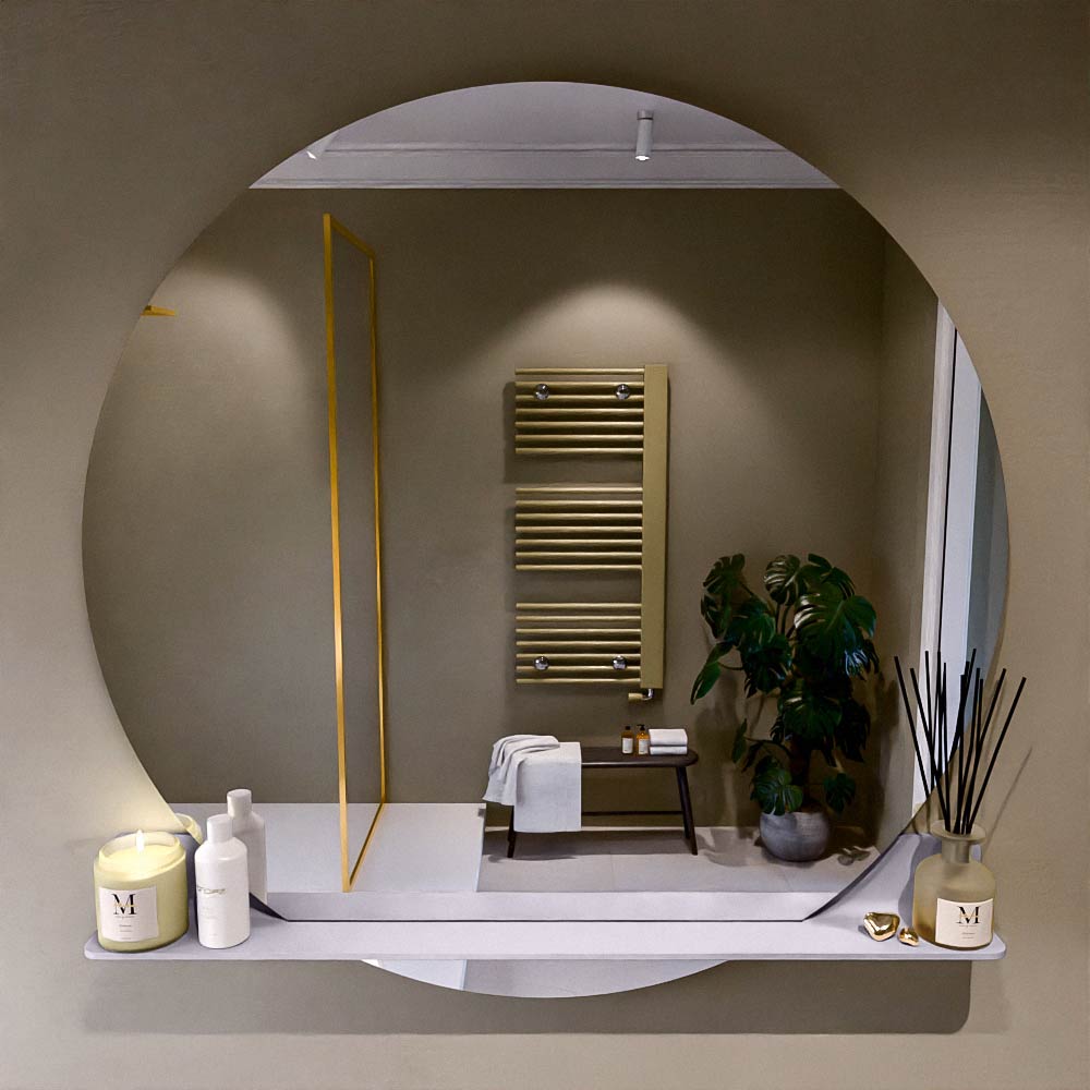 Mondiaz Spot spiegel rond Ø120cm met planchet clay