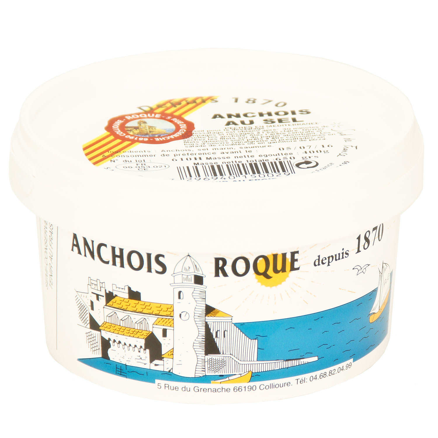 Anchois de Collioure entiers au sel