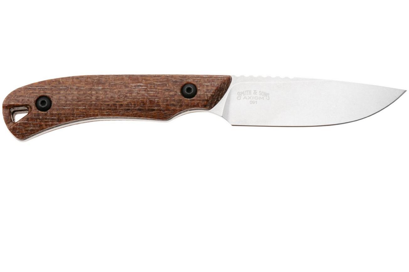 White River Knives Axiom WRSS-AXM-BNA Stonewashed Magnacut, Natural Burlap Micarta, jachtmes, Smith and Sons design