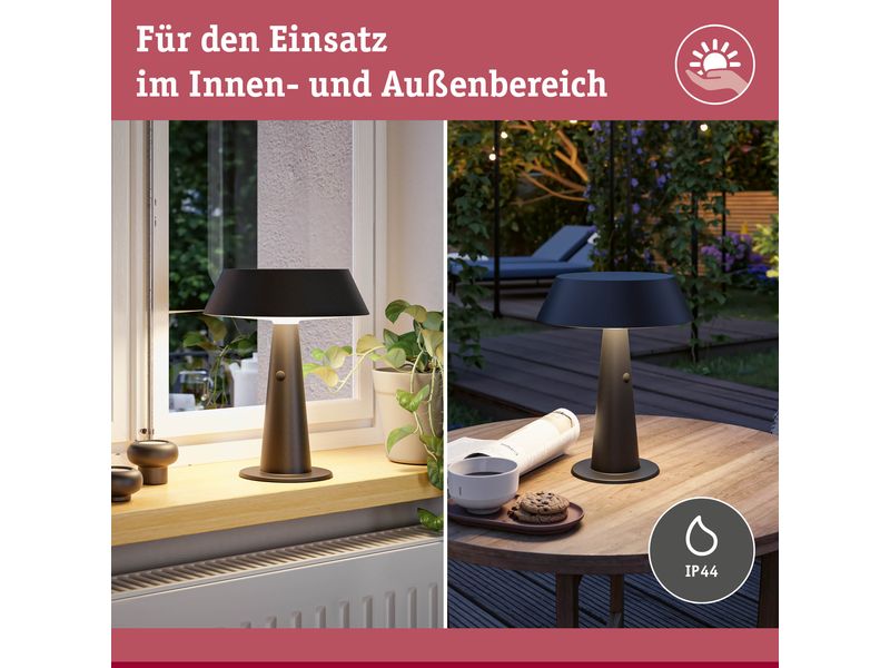 Paulmann Akku-Tischleuchte Solar LED Soala Wiederaufladbare Tischleuchte mit integriertem Solarpanel