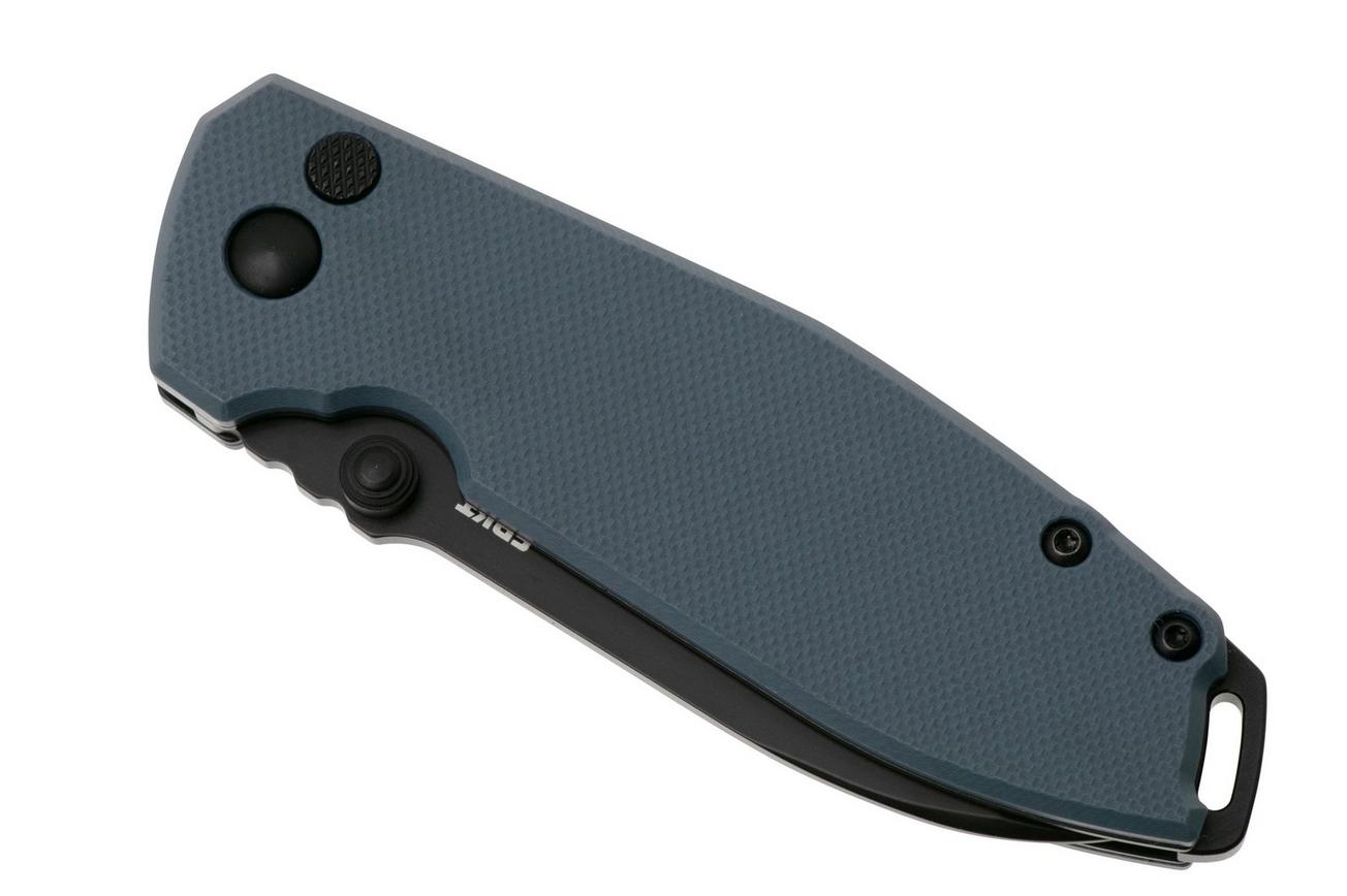 CRKT Squid XM Button Lock 2495G Black Oxide D2, Gray G10, zakmes, Lucas Burnley design