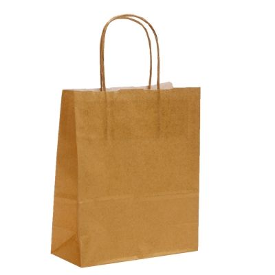 50 Sacs cadeau kraft - poignées torsadées - 35 cm x 14 cm x 40 cm - or