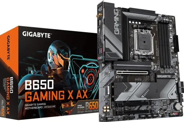 Gigabyte B650 GAMING X AX - Bundkort - ATX - Socket AM5 - AMD B650 Chipset - USB 3.2 Gen 2, USB-C 3.2 Gen2, USB 3.2 Gen 1 - 2.5 Gigabit LAN, Wi-Fi 6E, Bluetooth - onboard grafik (CPU påkrævet) - High Definition Audio (7.1-kanal)