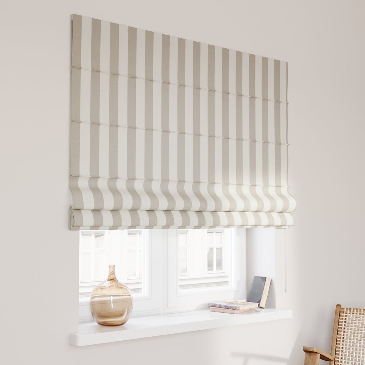 Vouwgordijn Quadro wit en beige, 120x160 cm