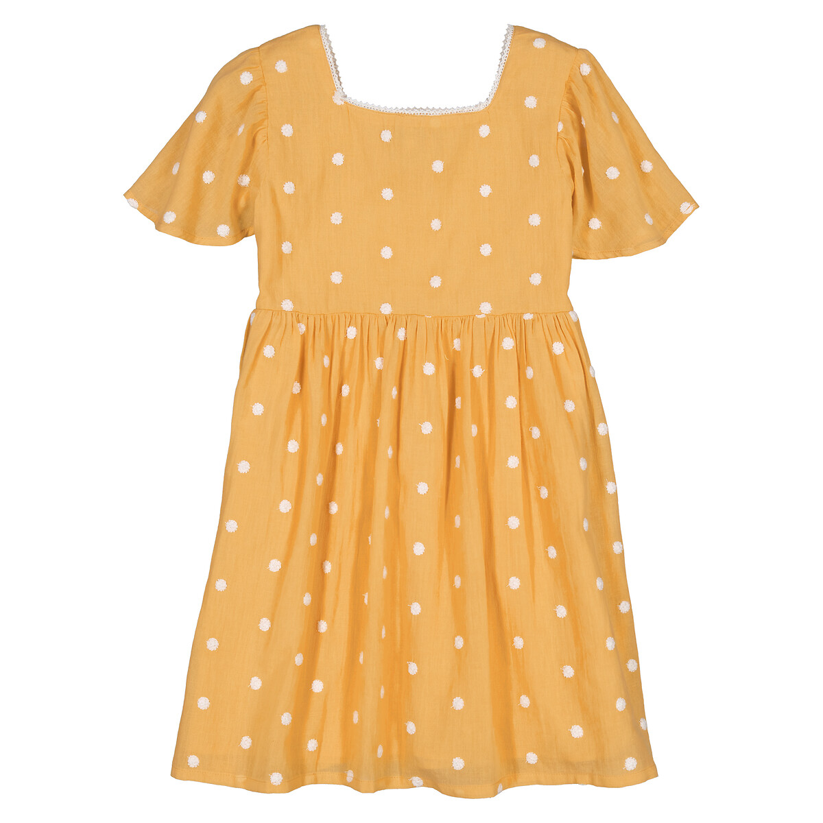 COLEÇÃO LA REDOUTE<br>Vestido curto com bolinhas bordadas