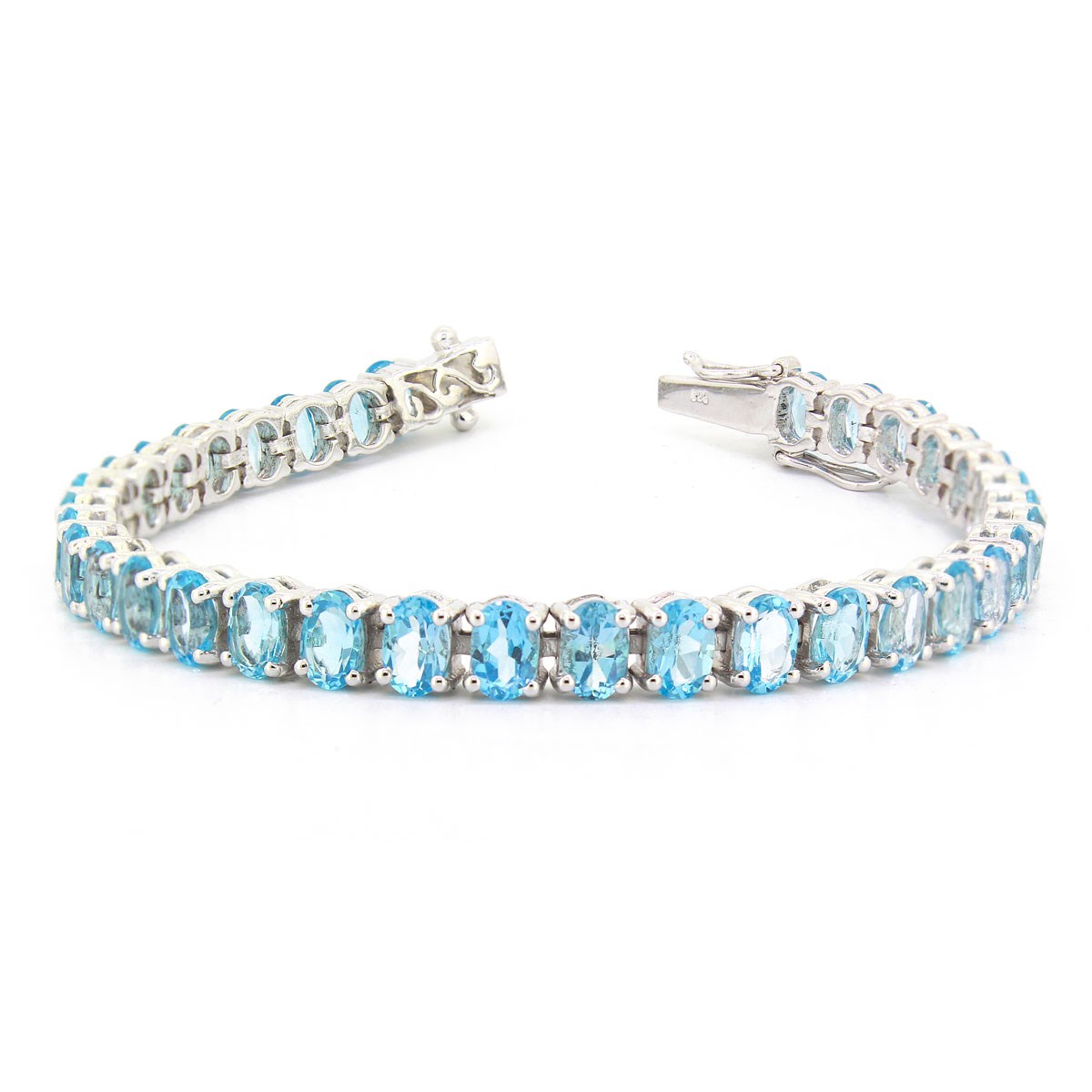 Bracelet Élégant Topaze Bleue Ovale en Argent 925 - Aden Bijoux