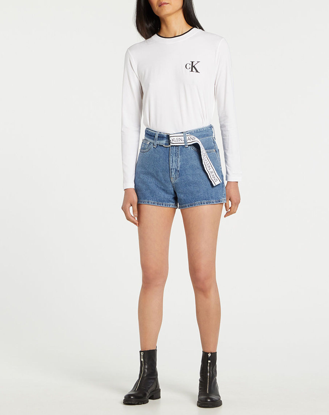 Calvin Klein Jeans Short Ceinture Logo bleu délavé