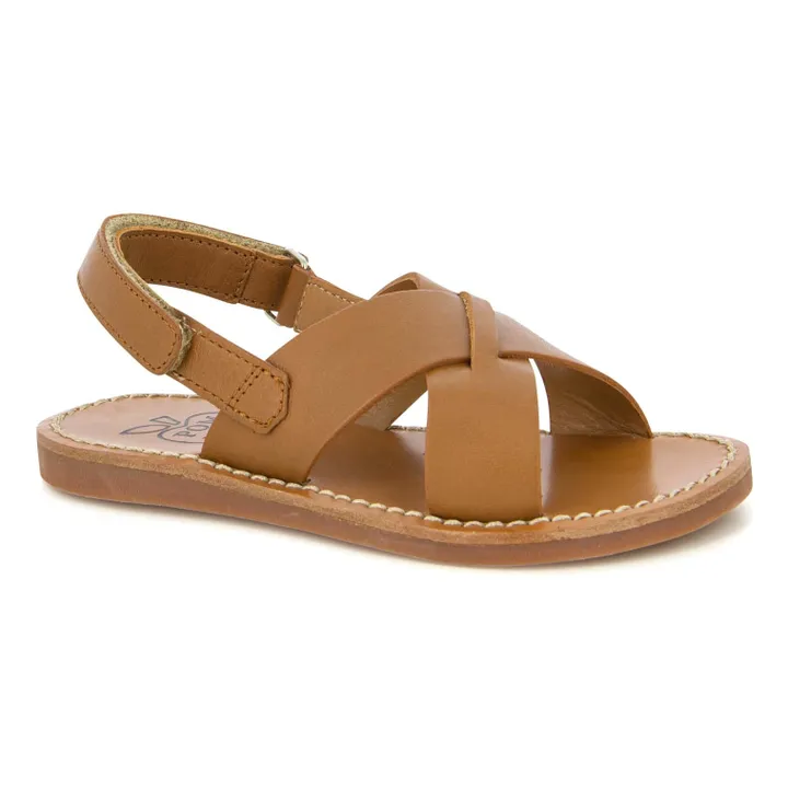 Pom d'Api Sandales Stitch Cross | Marron