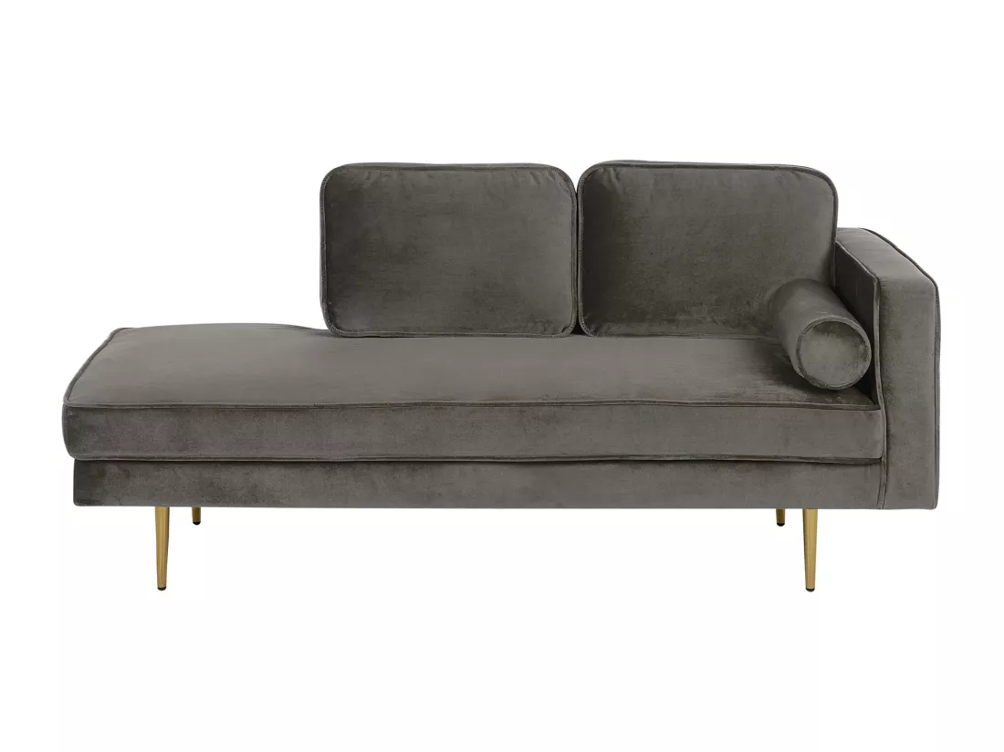 Méridienne en velours gris taupe côté droit MIRAMAS