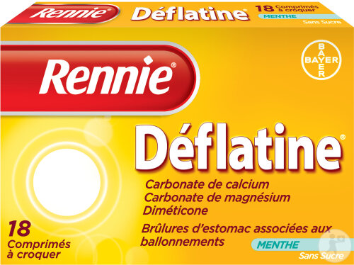 Rennie Déflatine Sans Sucre 18 Comprimés À Croquer